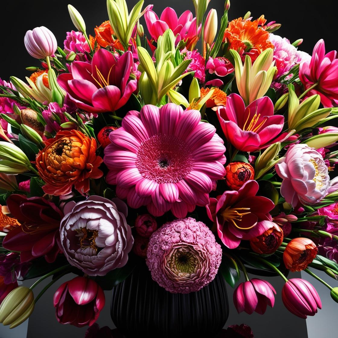 Bouquet of colorful flowers with a dark background