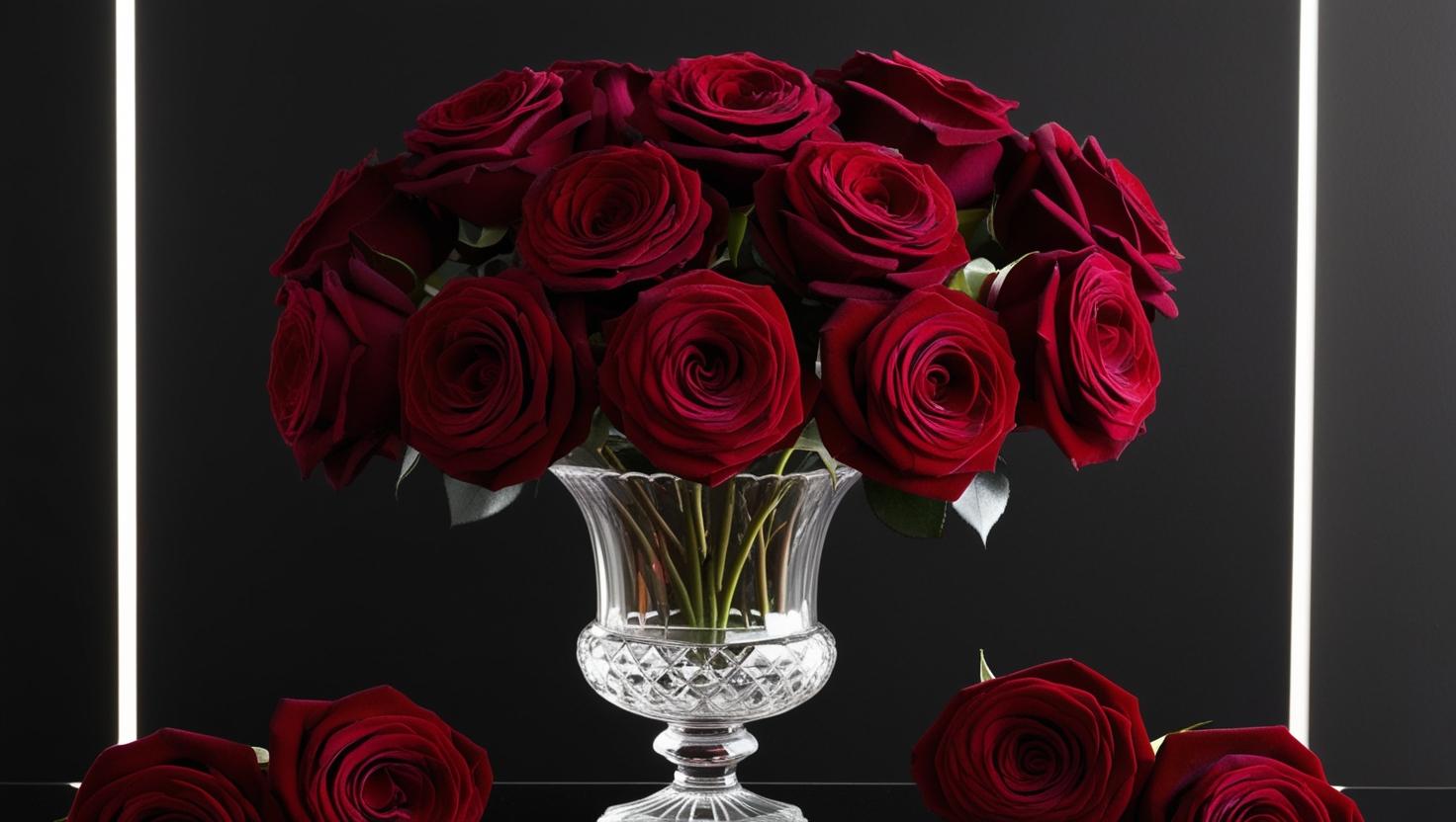 Classic Crimson Urn – Timeless red roses with lush greenery in an elegant urn by LUXE Macon
