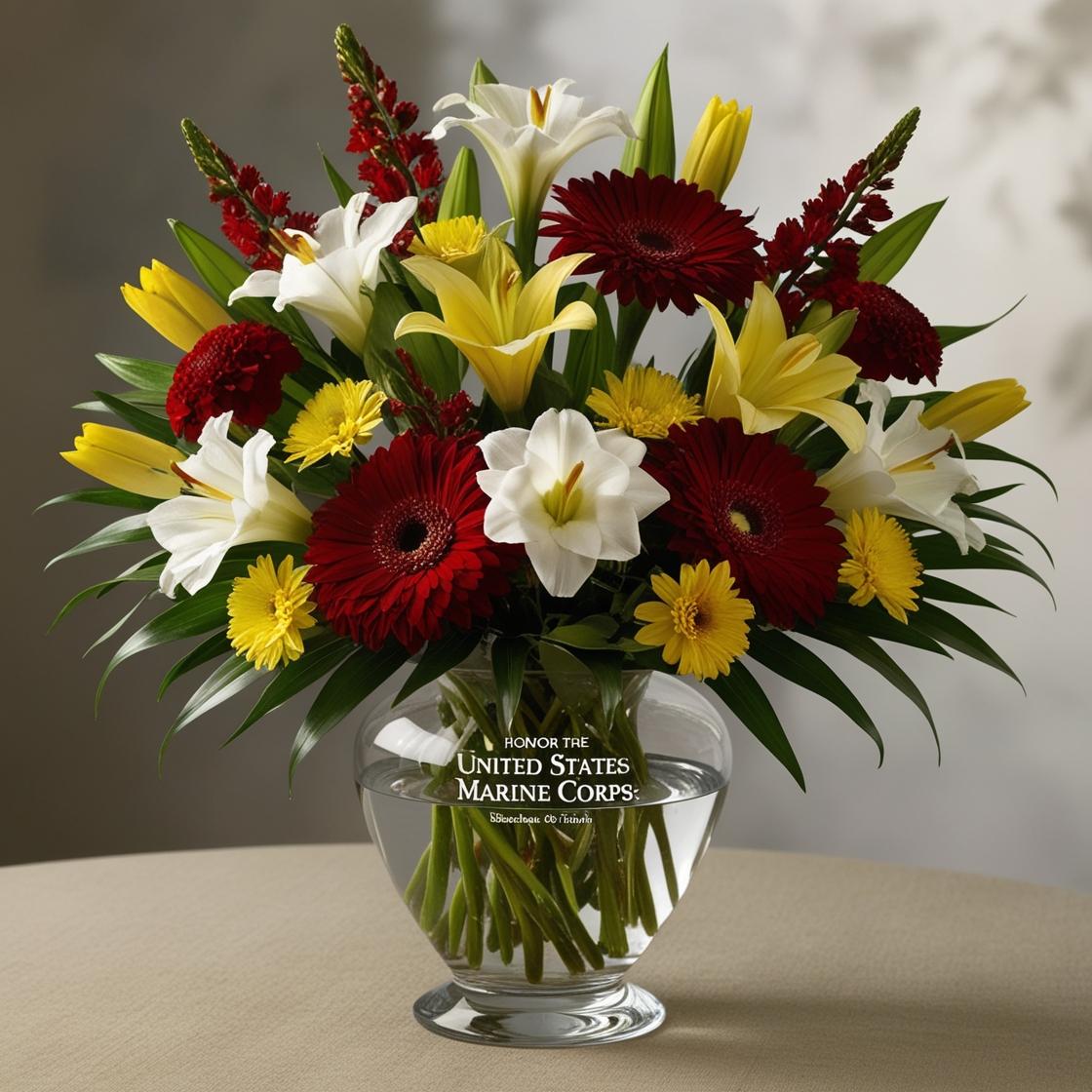 Semper Fi Tribute Vase – Military-Inspired Patriotic Floral Design by LUXE Macon