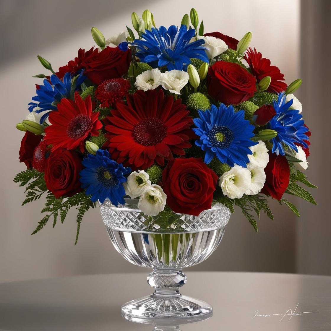 Patriotic Pride Bowl – Red, White & Blue Arrangement by LUXE Macon