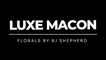 Luxe Macon logo with 'Florals by BJ Shepherd' text on a black background