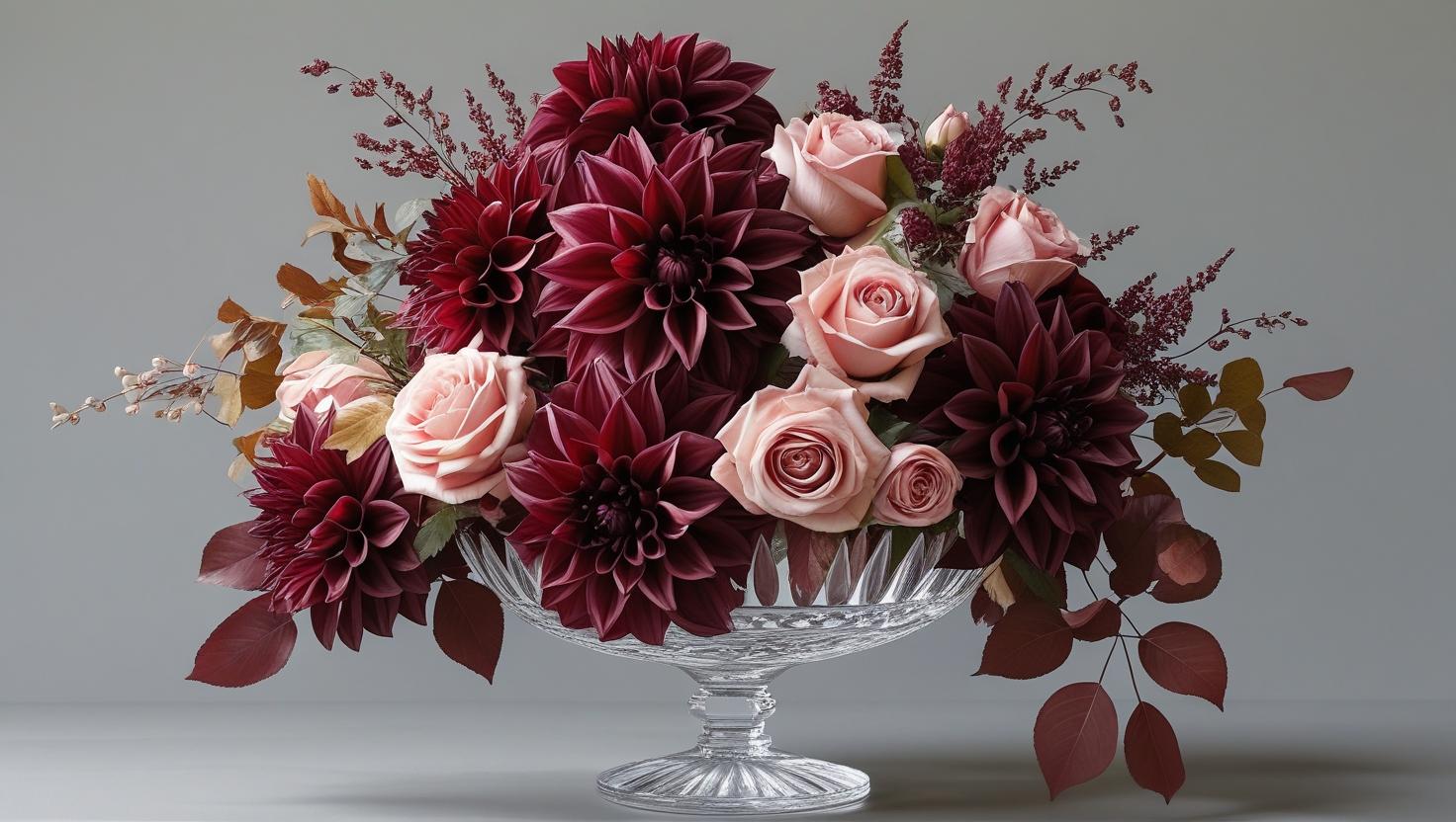 Burgundy Blush Crystal Centerpiece | LUXE Macon