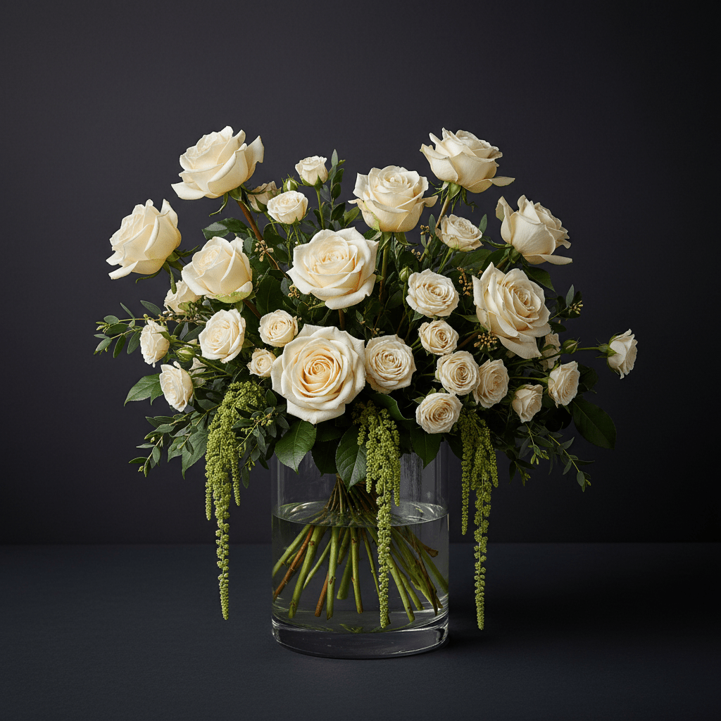 Classic White Rose Arrangement | LUXE Macon