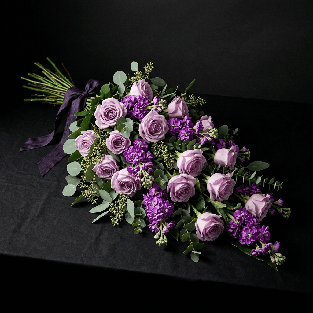 Lavender Rose & Stock Funeral Sheaf | LUXE Macon